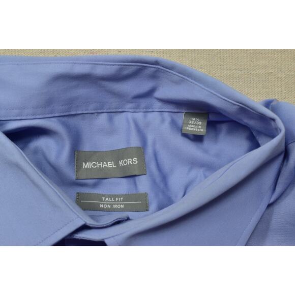 Michael Kors Tall Fit Non Iron Dress Shirt Blue Size 18.5 38/39 - Picture 7 of 8